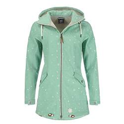 Dry Fashion Damen Softshell-Mantel Keitum - Outdoorjacke Funktionsjacke mit verstellbarer und abnehmbarer Kapuze Windabweisend Wasserabweisend in Lindgrün Größe 36 von Dry Fashion