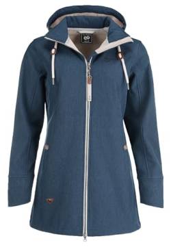 Dry Fashion Damen Softshell Mantel Sellin Meliert - Softshell-Jacke Outdoorjacke Atmungsaktiv Kapuze Wind- und Wasserabweisend in Navy Größe 44 von Dry Fashion