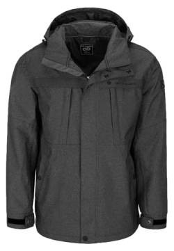 Dry Fashion Herren Funktionsjacke Emden Meliert - Outdoor-Jacke Wasserdicht mit Innenfutter und abnehmbarer Kapuze in Anthrazit Melange Größe 5XL von Dry Fashion