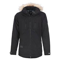 Dry Fashion Herren Winterjacke Kopenhagen mit Fellimitat - Winter Parka Jacke Herren mit abnehmbarer Kapuze Atmungsaktiv Winddicht Wasserdicht in Schwarz Größe 5XL von Dry Fashion