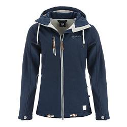 DryFashion Damen Softshell-Mantel Dagebüll - Softshell Jacke Outdoorjacke Funktionsjacke mit verstellbarer und abnehmbarer Kapuze Windabweisend Wasserabweisend in Navy Größe 36 von Dry Fashion