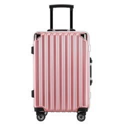 DsLkjh Reisekoffer Herren- Und Damenkoffer Mit Aluminiumrahmen, Verschleißfeste Einfarbige Koffer, Einfache Reisetaschen Trolley (Color : Pink, Size : A) von DsLkjh