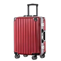DsLkjh Reisekoffer Herren- Und Damenkoffer Mit Aluminiumrahmen, Verschleißfeste Einfarbige Koffer, Einfache Reisetaschen Trolley (Color : Red, Size : A) von DsLkjh