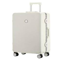 DsLkjh Reisekoffer Trolley-Koffer mit Aluminiumrahmen, leiser Universal-Rad-Passwort-Koffer for männliche und weibliche Studenten Trolley (Color : White, Size : A) von DsLkjh
