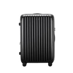 DsLkjh Reisekoffer Ultraleichter Koffer Aus Polycarbonat-Aluminiumfaser, Geräuschlos, Universal-Rollen-Trolley for Männer Und Frauen Trolley (Color : Black, Size : A) von DsLkjh