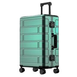 DsLkjh Reisekoffer Vollaluminium-Koffer aus Magnesiumlegierung, 20 Zoll, High-End-Boarding-Koffer, Trolley-Koffer, 24-Zoll-Geschäftsreisekoffer Trolley (Color : Green, Size : A) von DsLkjh