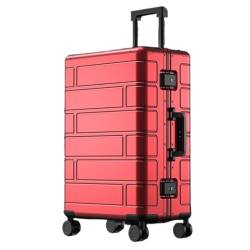 DsLkjh Reisekoffer Vollaluminium-Koffer aus Magnesiumlegierung, 20 Zoll, High-End-Boarding-Koffer, Trolley-Koffer, 24-Zoll-Geschäftsreisekoffer Trolley (Color : Red, Size : A) von DsLkjh