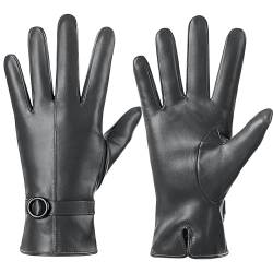 Damen Winter Lederhandschuhe Touchscreen Texting Warm Fahren Lammfell Handschuhe (Grau, S) von Dsane