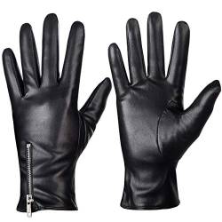 Dsane Winterhandschuhe aus Leder für Damen, Touchscreen Texting Warm Fahren Handschuhe (Schwarz, S) von Dsane