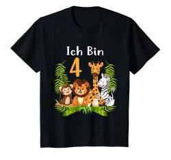 Kinder 4. Geburtstag Vierter Kindergeburtstag Mädchen Dschungel T-Shirt von Dschungel Geburtstag & Zoo-Tiere Design Shop