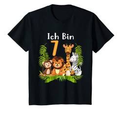 Kinder 7. Geburtstag Siebter Kindergeburtstag Mädchen Dschungel T-Shirt von Dschungel Geburtstag & Zoo-Tiere Design Shop