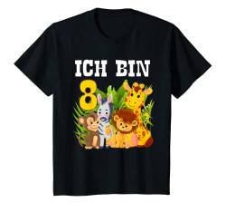 Kinder 8. Geburtstag Kindergeburtstag Achter Geburtstag Dschungel T-Shirt von Dschungel Geburtstag & Zoo-Tiere Design Shop