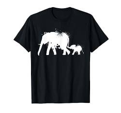 Vintage Elefanten Silhouette | Baby Elefant T-Shirt von Dschungel Motiv | Naturliebhaber | Elefantenmotiv