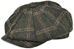 Herren Newsboy Cap High Woolen Tweed Gatsby Hat Ivy Cabbie Flat Golf Cap for Fathers Women Unisex, kariert grün, 7 3/8/7 1/2 von Dsia Zamur