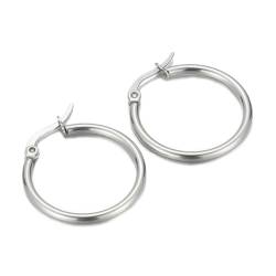 Creolen Silber Damen, Modeschmuck Ohrringe Edelstahl 60 mm Kreis Ohr Piercings Jahrestag Geschenk von Dsnyu