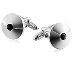 Cufflinks Silver, Cufflinks Men Set Blau Pilz Runder Zirkonia Edelstahl Hemd Anzug Herren Schmuck für Geburtstag Hochzeit von Dsnyu