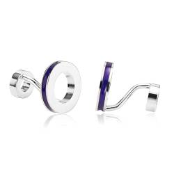 Cufflinks Silver, Manschettenknöpfe Herren Hochzeit Lila Runden Edelstahl Hemd Anzug Schmuck für Geburtstag von Dsnyu