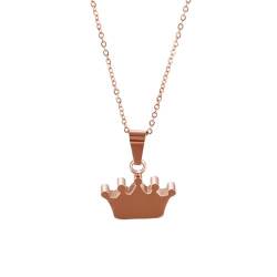 Dsnyu Anhänger Halskette Rosegold, Halskette Lang Modeschmuck Edelstahl Kronenförmig Kabel Kette Jahrestag Geschenk für Sie von Dsnyu