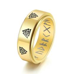 Dsnyu Anxiety Ring Men, Edelstahl Ring Ehering Gold Drehbare Zahlen Herren Schmuck 8mm Breit Größe 62 (19.7) Cool Jahrestag Geschenk von Dsnyu