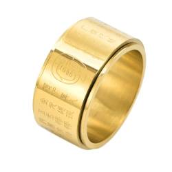 Dsnyu Anxiety Ring Men, Wedding Ring For Men Gold Religiöser Weitspinner Herren Schmuck 12mm Breit Titan Stahl Größe 57 (18.1) Komfort Fit mit Box von Dsnyu