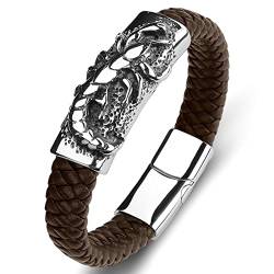 Dsnyu Armband für Paare, Braun Bettelarmband Junge mit Magnet Verschluss, 20CM Skorpion Armband Charms für Verlobter von Dsnyu