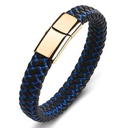 Dsnyu Armreif Herren, Gold Blau Partner Armband mit Magnet Verschluss, 20CM Elegant Armbänder Rocker Party Schmuck von Dsnyu