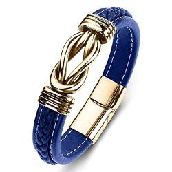 Dsnyu Armreif für Herren, Gold Blau Armreif Herren mit Magnet Verschluss, 18.5CM Überlappend Armbänder Rocker für ihn von Dsnyu