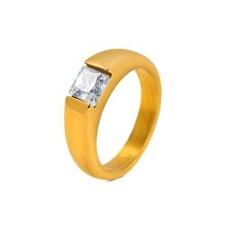 Dsnyu Edelstahl Ring Ehering, Promise Ring Frau Weiß Eingelegte Zirkone Im Quadrat Schmuck 4.7mm Breit Größe 54 (17.2) Cool Jahrestag Geschenk von Dsnyu