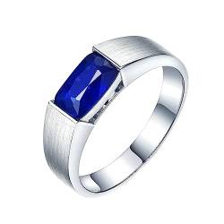 Dsnyu Eheringe für Herren, Ring 18 Karat Gold Mode Labor Geschaffener Saphir 0.77ct Rechteckige Form Blau Trauringe Größe 68 (21.6) 18 Karat Weißgold von Dsnyu