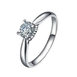 Dsnyu Engagement Ring Silver, Promise Ring Frau Solitär Labor Geschaffener Diamant 0.24ct Runde Form Trauringe Größe 63 (20.1) 18 Karat Weißgold von Dsnyu