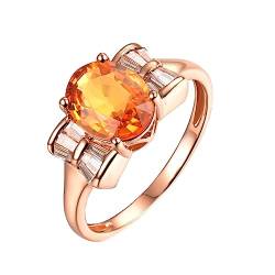 Dsnyu Gold Ringe Frauen 18K, Eheringe Frauen Schleife Labor Geschaffener Saphir 1.898ct Ovale Form Orange Trauringe Größe 62 (19.7) 750 Roségold von Dsnyu