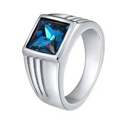 Dsnyu Herren Ringe, 8mm Ringe Paare Juwel mit Zirkonia, Edelstahl Silber Blau Ringe zum Jubiläum, Größe 62 (19.7) von Dsnyu