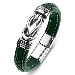 Dsnyu Hip Hop Armband, Silber Grün Armbänder Herren Rock mit Magnet Verschluss, 18.5CM Überlappend Retro Armreif für Vater von Dsnyu