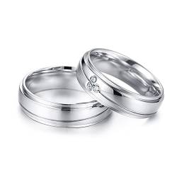 Dsnyu Hochzeitsringe Partnerringe, Paarringe Titan Gold 6MM Breite Runden Zirkonia Poliert Partnerringe Paarpreis SilberDamen Gr. 52 (16.6) & Herren Gr. 57 (18.1) von Dsnyu