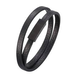 Dsnyu Leder Armbänder für Herren, Schwarz Armband Männer, 20.5CM Einfach Herrenarmband Retro für Vater von Dsnyu