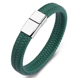 Dsnyu Männer Armband, Grün Armband Leder Junge mit Magnet Verschluss, 18.5CM Einfacher Stil Punk Armband für Ehemann von Dsnyu