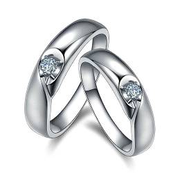 Dsnyu Promise Ring Paar, Promise Ring Puzzle Herz Paarring Labor Geschaffener Diamant 0.06ct Rund Eheringe 18K Weißgold von Dsnyu