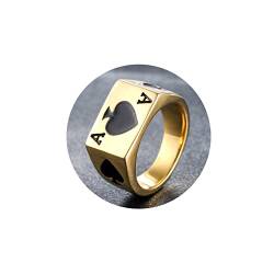 Dsnyu Ring Männer, Pik A Ring Versprechen, Ringe Männer Edelstahl für ihn, GR.57 (18.1) Gold von Dsnyu