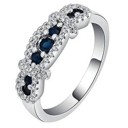 Dsnyu Ring Silber Frauen, Engagement Ring mit Blauem und Weißem Zirkonia Versilbert Schmuck Größe 60 (19.1) mit Box von Dsnyu