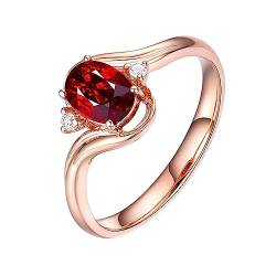 Dsnyu Ringe Frauen Vintage, Ringe Rosegold Echt Mode Labor Geschaffener Rubin 0.5ct Ovale Form Rot Eheringe Größe 56 (17.8) 18 Karat Roségold von Dsnyu