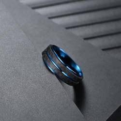 Dsnyu Ringe Für Herren, Verlobungsring Blau Zweifarbig Aus Kohlefaser Schmuck 7.4mm Breit Edelstahl Größe 67 (21.3) Cool Jahrestag Geschenk von Dsnyu