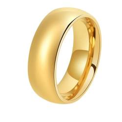 Dsnyu Ringe Herren Gold, Ringe Frauen Modeschmuck Poliert 8mm Breit Wolfram Stahl Größe 60 (19.1) Cool Jahrestag Geschenk von Dsnyu