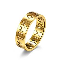 Dsnyu Ringe Paare, Gold Verlobungsringe, Wikinger-Textausschnitt Ring Edelstahl für Freund Größe 67 (21.3) von Dsnyu