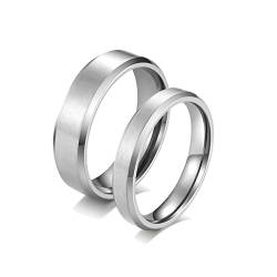 Dsnyu Ringe für Herren, Matt Zierlicher Ring 4+6MM, Edelstahl Silber Verlobung Ring Paar für Hochzeit Damen GR. 54 (17.2) + Herren GR. 60 (19.1) von Dsnyu