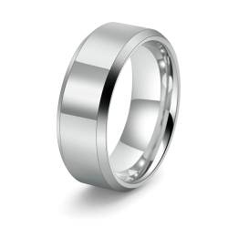 Dsnyu Silberring Herren Vintage, Engagement Ring Woman Einfach Schmuck 8mm Breit Wolfram Größe 62 (19.7) Cool Jahrestag Geschenk von Dsnyu