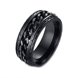 Dsnyu Spinner Ringe für Angst, 8MM Breit Modering Edelstahl Herren Schwarz Ringe 60 (19.1) von Dsnyu