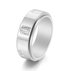 Dsnyu Titan Ring Herren, Engagement Ring For Men Silber Drehbar Schmuck 8mm Breit Größe 60 (19.1) Cool Jahrestag Geschenk von Dsnyu