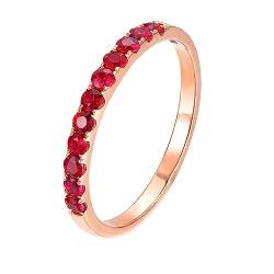 Dsnyu Trauringe Rosegold, Ring Frauen Verlobung Kanal Stapelbar Labor Geschaffener Rubin 0.86ct Runde Form Rot Eheringe Größe 54 (17.2) 18 Karat Roségold von Dsnyu