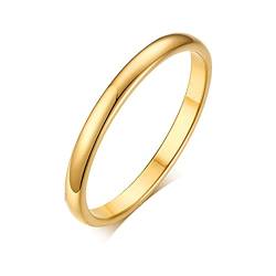 Dsnyu Vergoldet Stapelbare Ringe Titan 2MM Poliert Edelstahl Eheringe Comfort Fit für Frauen Männer 44 (14.0) von Dsnyu