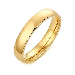 Dsnyu Vergoldet Stapelbare Ringe Titan 4MM Poliert Edelstahl Eheringe Comfort Fit für Frauen Männer 67 (21.3) von Dsnyu